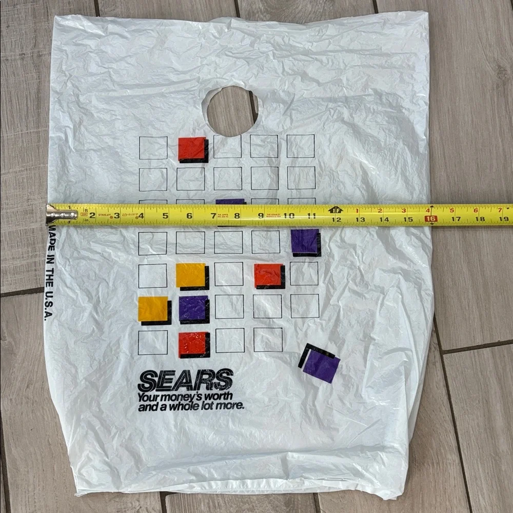 Rare Vintage 1980’s Retro Sears Store Plastic Shopping Bag Movie Play Photo Prop